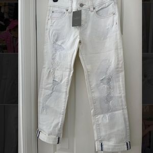NWT Anthropologie white distressed cropped jeans, sz 26
